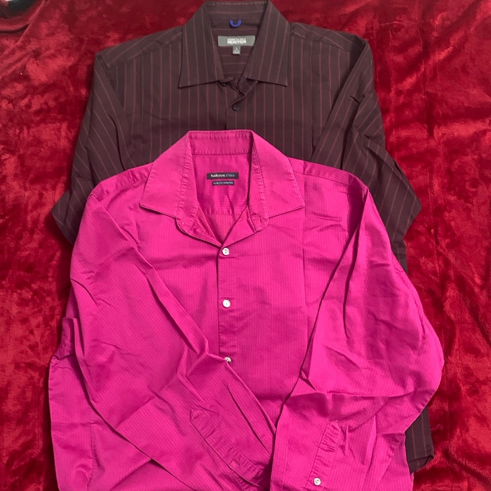 Mens Large Dress Shirt Kenneth Cole Van Huesen